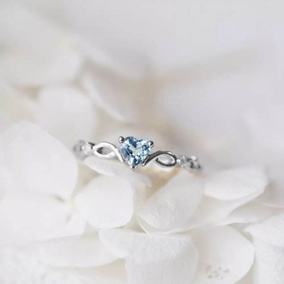 undefined Jewelry - New Simple Heart light blue CZ Cute Ring